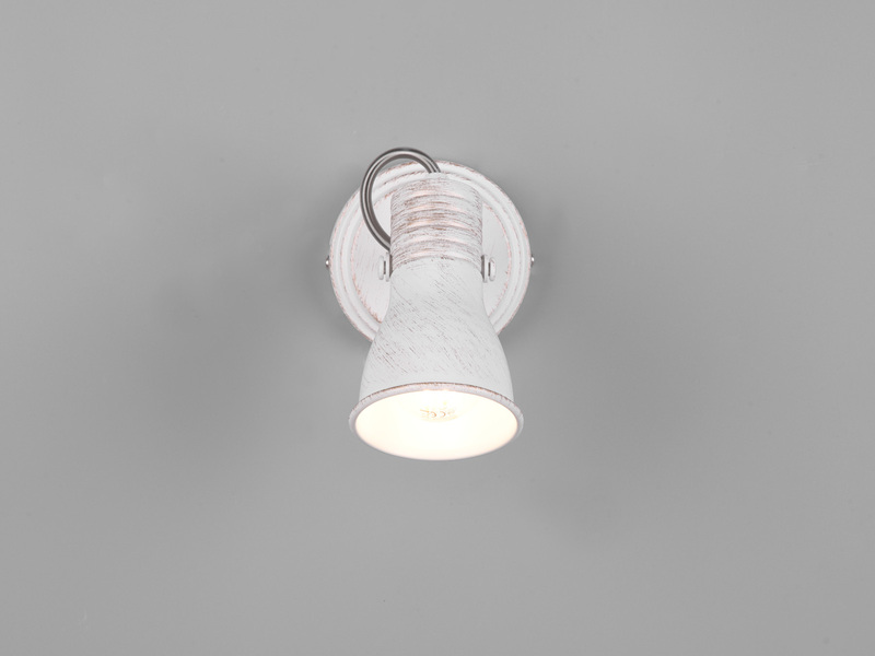 LED Wandstrahler Metallschirm Vintage Weiß, Breite 10cm