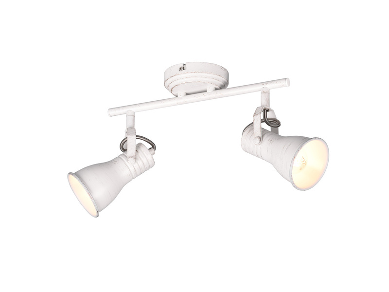 LED Deckenstrahler 2-flammig, Vintage Metallschirme Weiß, Breite 30cm