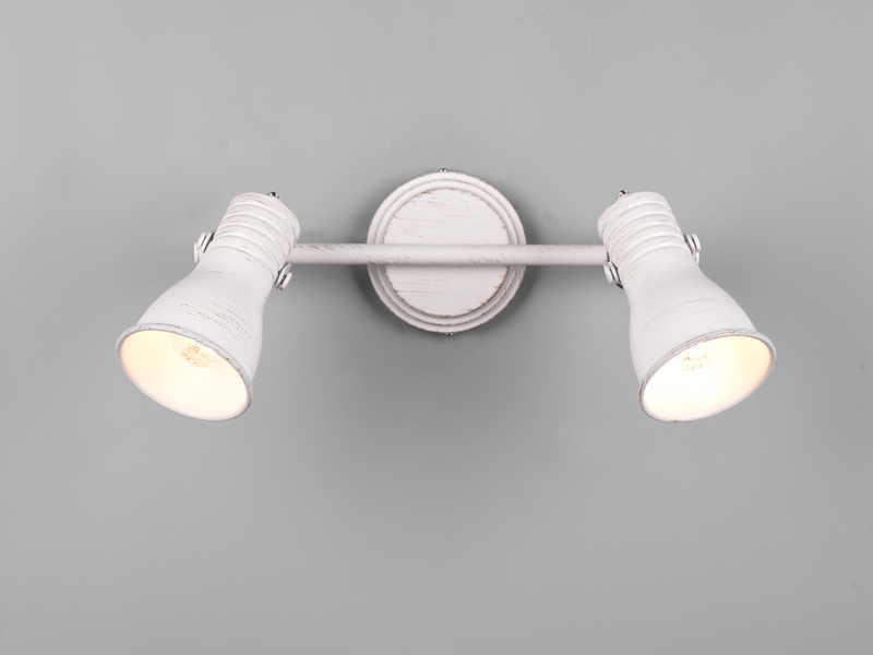 LED Deckenstrahler 2-flammig, Vintage Metallschirme Weiß, Breite 30cm