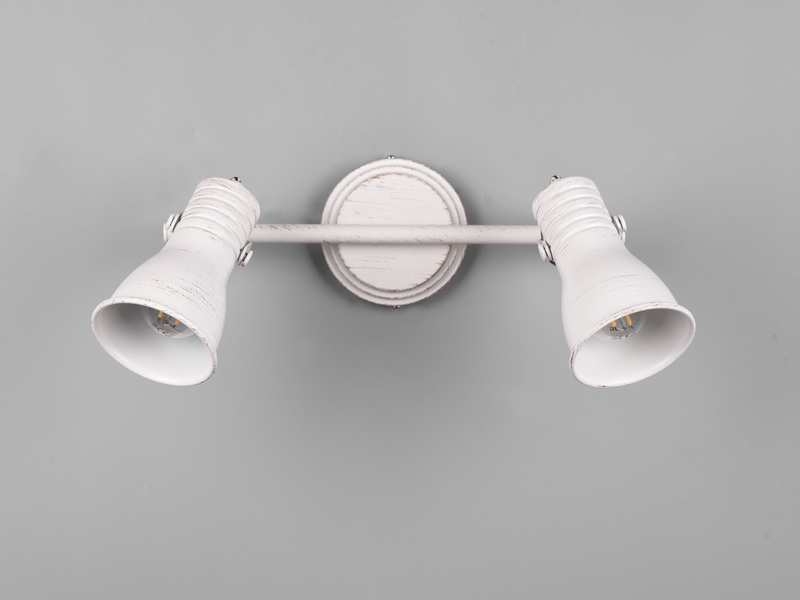 LED Deckenstrahler 2 flammig verstellbare Metallschirme in Weiß, Breite 30cm