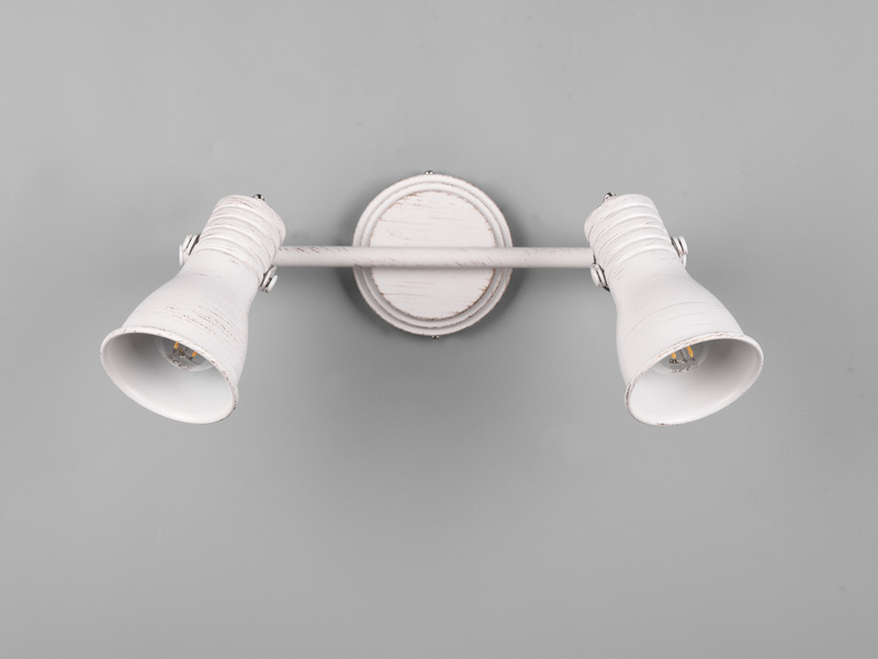 LED Deckenstrahler 2-flammig, Vintage Metallschirme Weiß, Breite 30cm