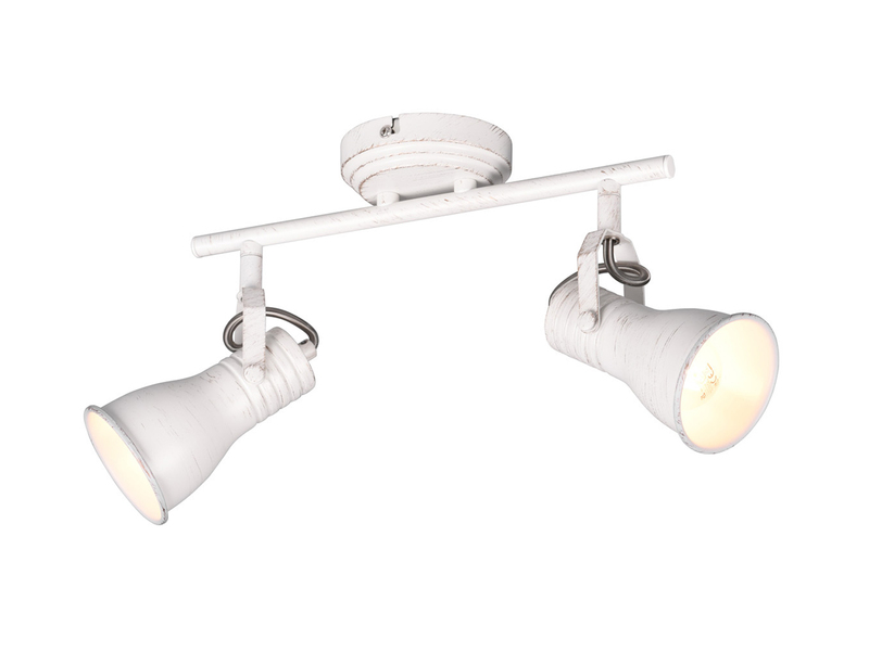 LED Deckenstrahler 2-flammig, Vintage Metallschirme Weiß, Breite 30cm