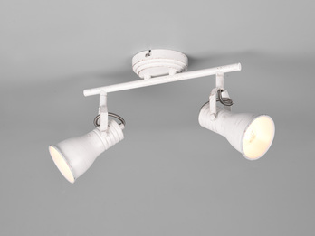 LED Deckenstrahler 2-flammig, Vintage Metallschirme Weiß, Breite 30cm
