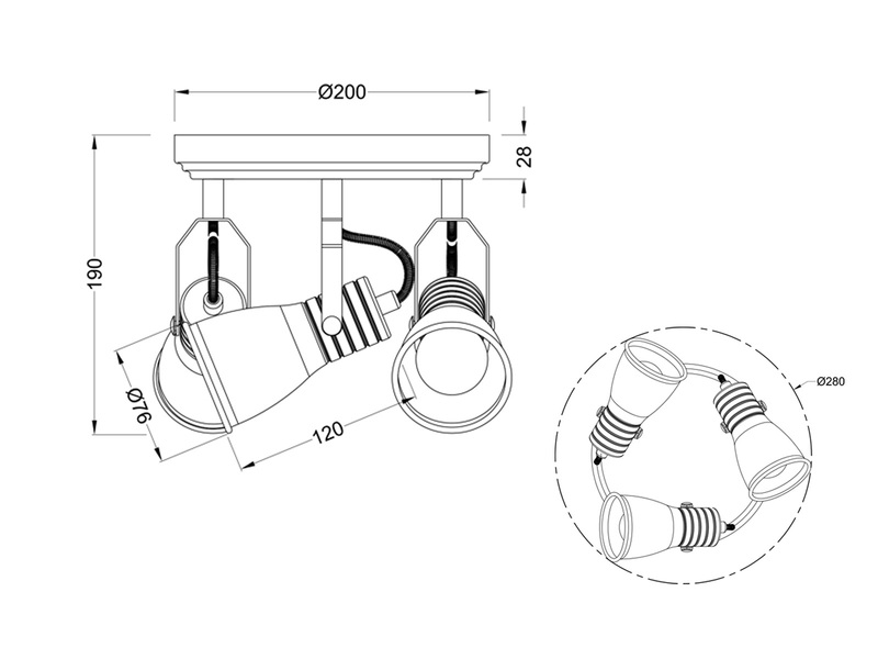 LED Deckenstrahler 3 flammig verstellbare Metallschirme in Weiß, Ø 28cm