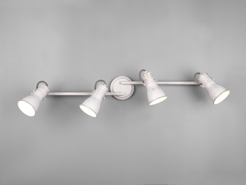 LED Deckenstrahler 4 flammig verstellbare Metallschirme in Weiß, Breite 77cm