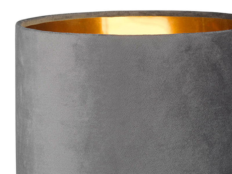 LED Tischeuchte mit Lampenschirm Samt Grau - innen Gold, Höhe 32cm