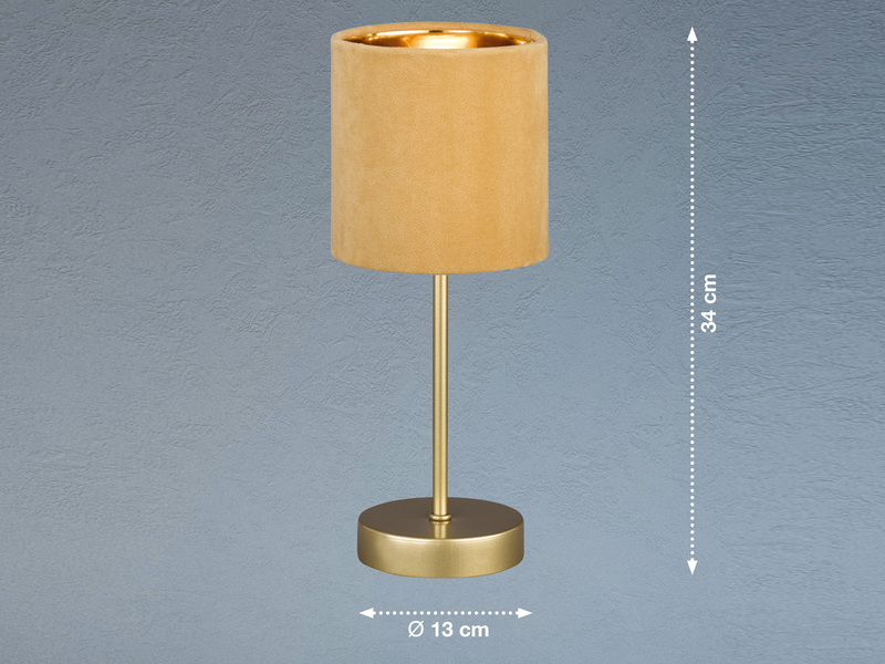 LED Tischlampe mit Lampenschirm Samt Gelb - innen Gold Ø 13cm