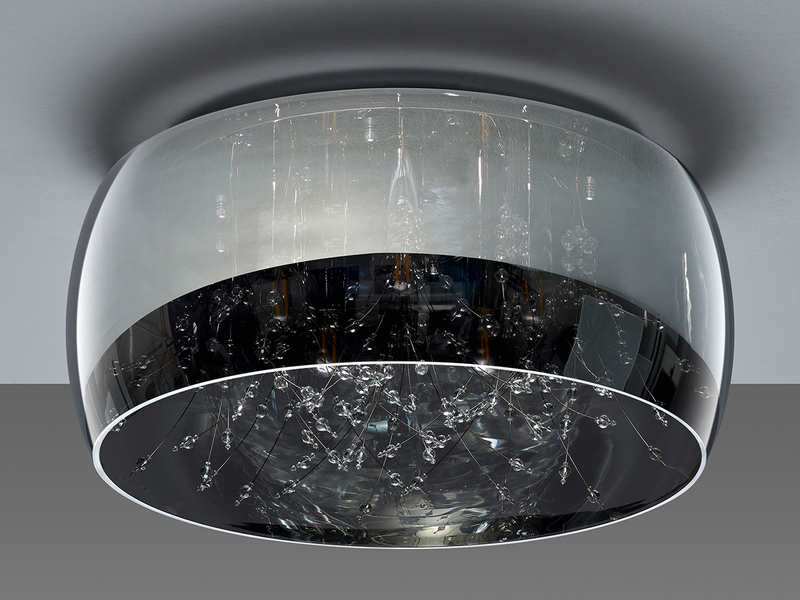 Kristall LED Deckenleuchte Glas Chrom verspiegelt & Rauchglas Optik Ø 50cm