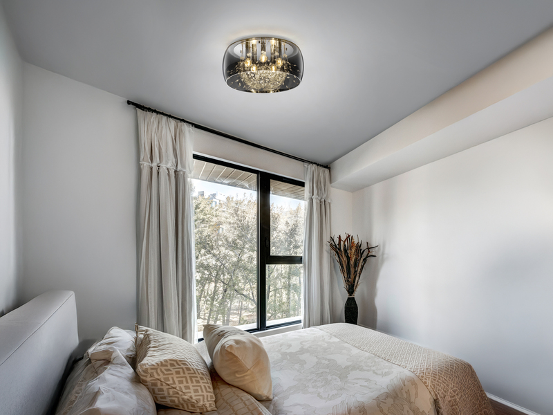 Kristall LED Deckenleuchte Glas Chrom verspiegelt & Rauchglas Optik, Ø 50cm