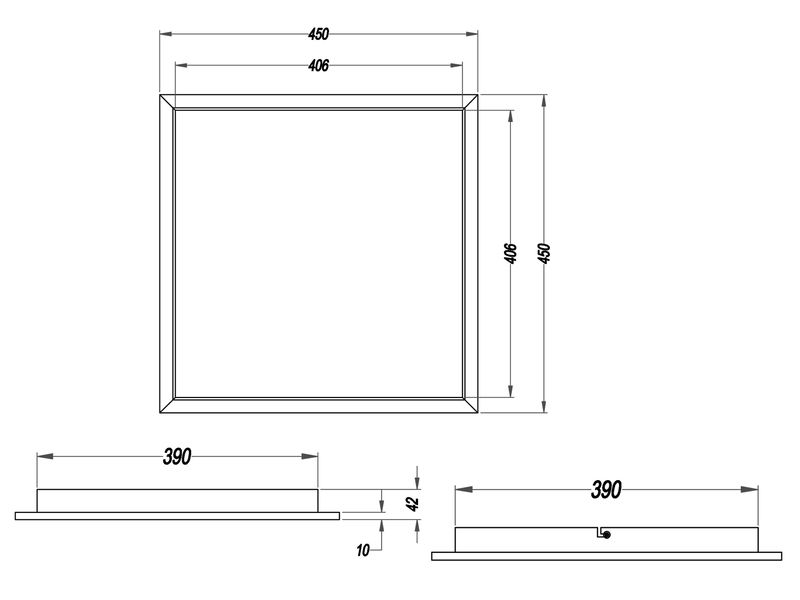 LED Deckenleuchte PHOENIX Schwarz / Weiß dimmbar - extra flach 45 x 45cm