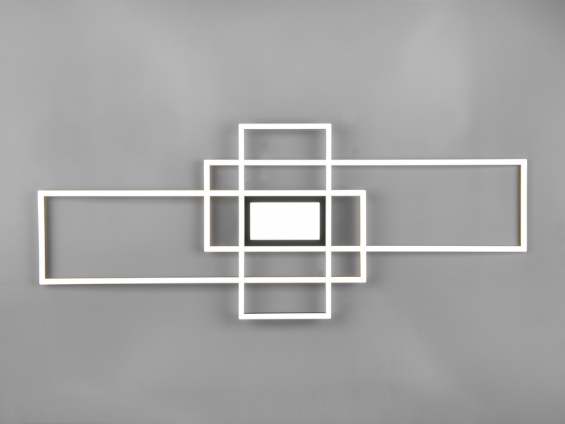 Große LED Deckenleuchte IRVINE Schwarz Gold mit Fernbedienung, Breite 105cm