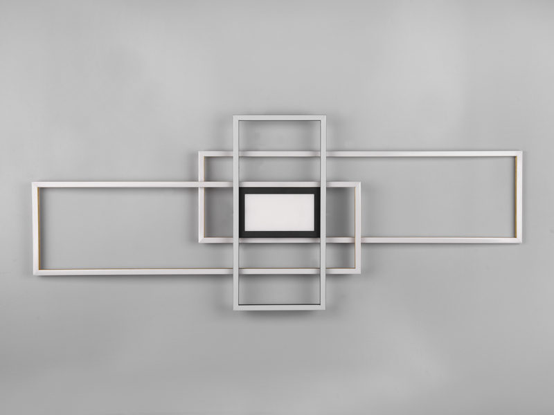 Große LED Deckenleuchte IRVINE Schwarz Gold mit Fernbedienung, Breite 105cm