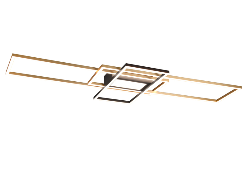 Große LED Deckenleuchte IRVINE mit Farbwechsel Messing/Schwarz, Breite 105cm