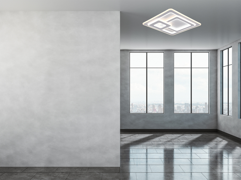 Große Deckenleuchte MITA Weiß mit Fernbedienung & Dimmer, Quadrat 51cm