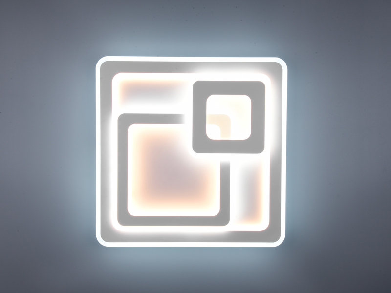 Große Deckenleuchte MITA Weiß mit Fernbedienung & Dimmer, Quadrat 51cm