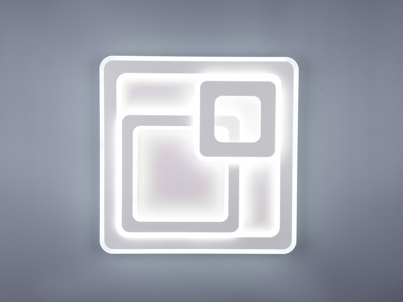 Große Deckenleuchte MITA Weiß mit Fernbedienung & Dimmer, Quadrat 51cm