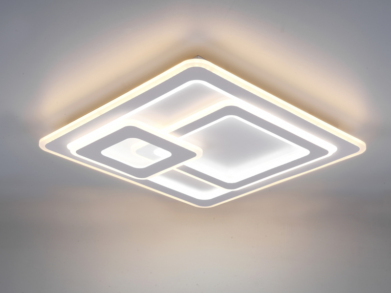 Große Deckenleuchte MITA Weiß mit Fernbedienung & Dimmer, Quadrat 51cm