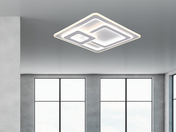Große Deckenleuchte MITA Weiß mit Fernbedienung & Dimmer, Quadrat 51cm