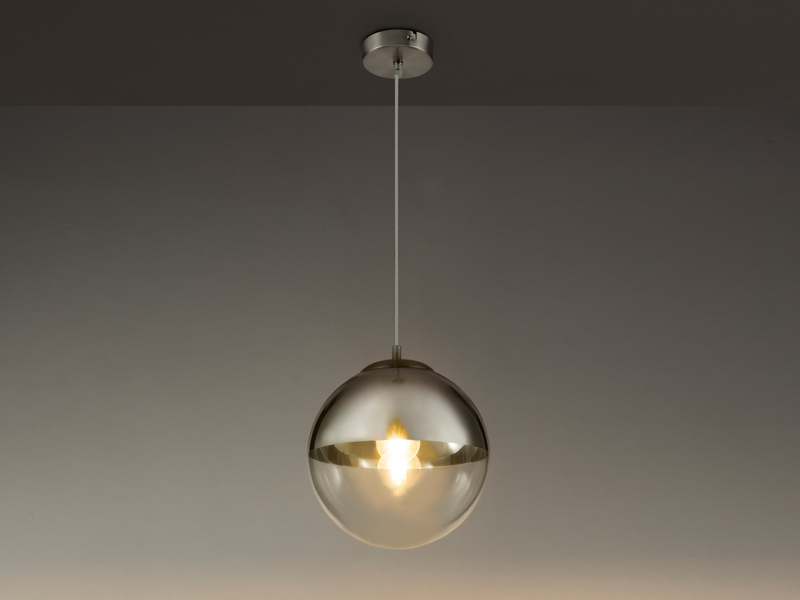 Pendelleuchte VARUS mit Glaskugel Design in Chrom & Klarglas, Ø 30cm