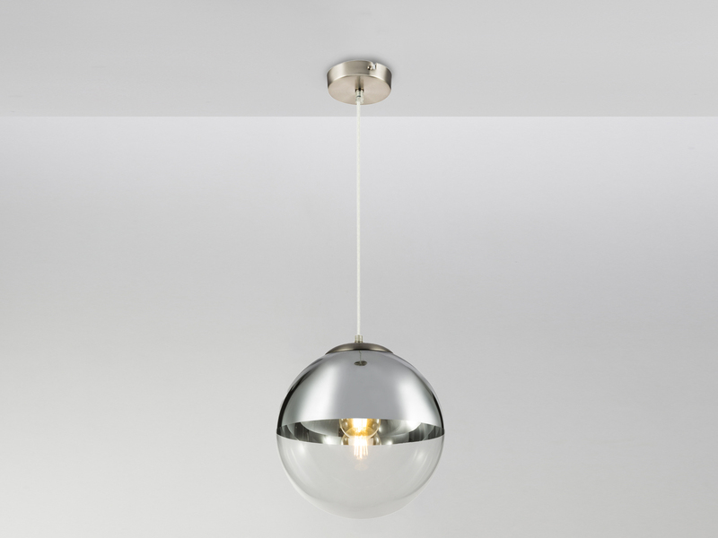 Pendelleuchte VARUS 1-flammig Glaskugel Design in Chrom & Klarglas, Ø 30cm