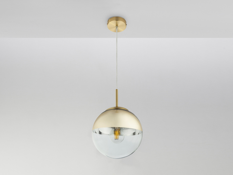 Pendelleuchte VARUS 1-flammig Glaskugel Design in Gold & Klarglas, Ø 20cm