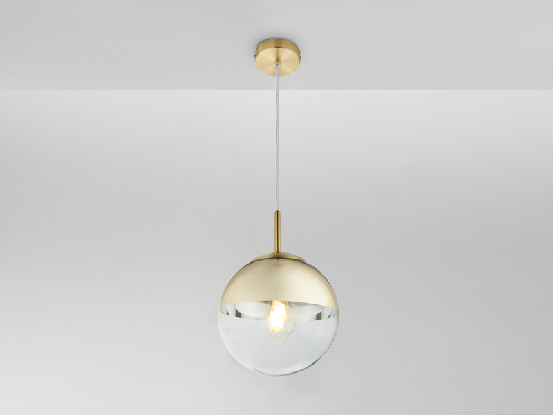 Pendelleuchte VARUS mit Glaskugel Design in Gold & Klarglas, Ø 20cm