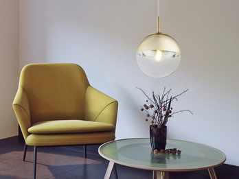 Pendelleuchte VARUS 1-flammig Glaskugel Design in Gold & Klarglas, Ø 20cm