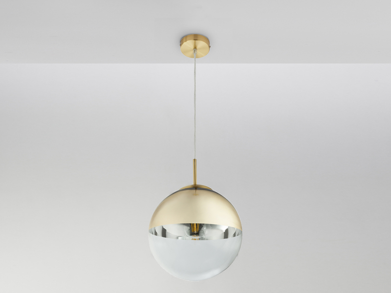 Pendelleuchte VARUS mit Glaskugel Design in Gold & Klarglas, Ø 25cm