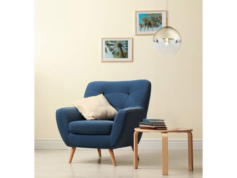 Pendelleuchte VARUS 1-flammig Glaskugel Design in Gold & Klarglas, Ø 25cm