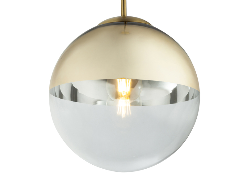 Pendelleuchte VARUS 1-flammig Glaskugel Design in Gold & Klarglas, Ø 25cm