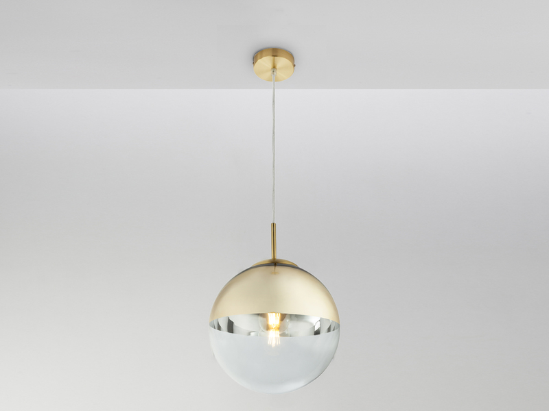 Pendelleuchte VARUS mit Glaskugel Design in Gold & Klarglas, Ø 25cm