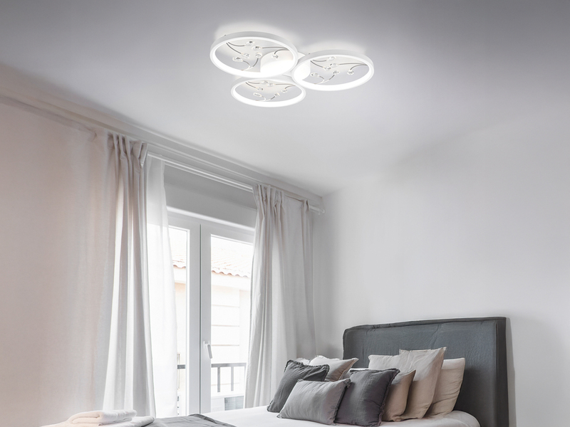 Große LED Deckenleuchte GROOVY Weiß mit 3 Stufen Dimmer, Ø 62cm