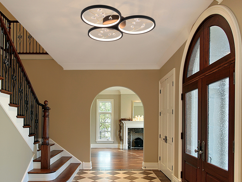 Große LED Deckenleuchte GROOVY Schwarz mit 3 Stufen Dimmer, Ø 62cm