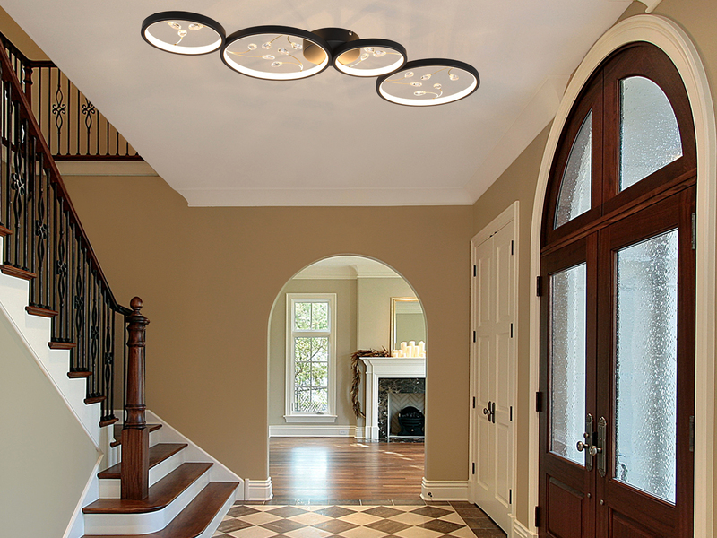 Große LED Deckenleuchte GROOVY Schwarz mit 3 Stufen Dimmer, Breite 95cm