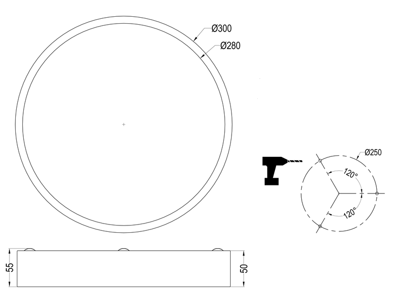 LED Deckenleuchte WACO in Weiß matt, extern dimmbar, flach Ø 31cm