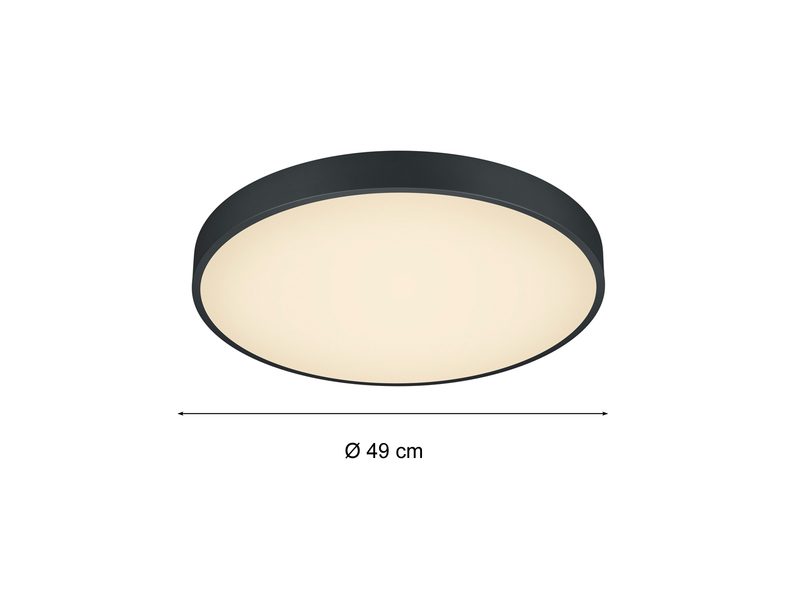 LED Deckenleuchte WACO Schwarz extern dimmbar, hell mit 6.200 Lumen Ø 49cm