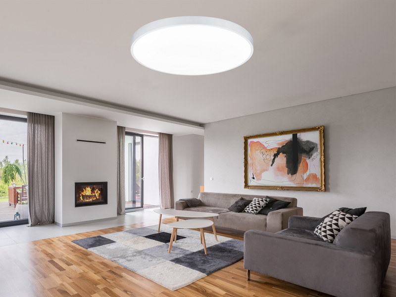 Große LED Deckenleuchte WACO Weiß extern dimmbar, hell mit 12.400 Lumen Ø 75cm