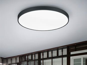 Große LED Deckenleuchte WACO Schwarz extern dimmbar, hell mit 12.400 Lumen Ø75cm