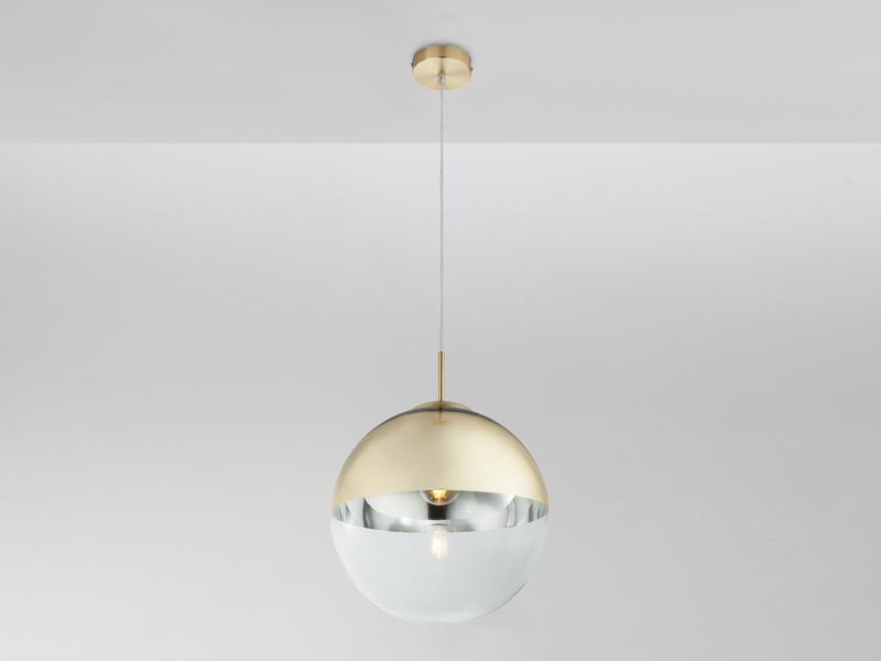 Pendelleuchte VARUS mit Glaskugel Design in Gold & Klarglas, Ø 30cm