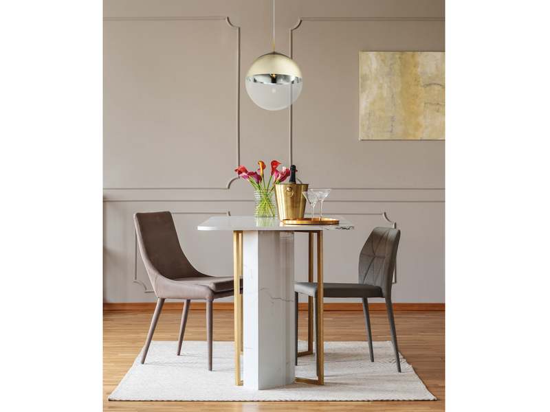 Pendelleuchte VARUS 1-flammig Glaskugel Design in Gold & Klarglas, Ø 33cm