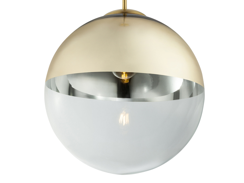 Pendelleuchte VARUS 1-flammig Glaskugel Design in Gold & Klarglas, Ø 33cm