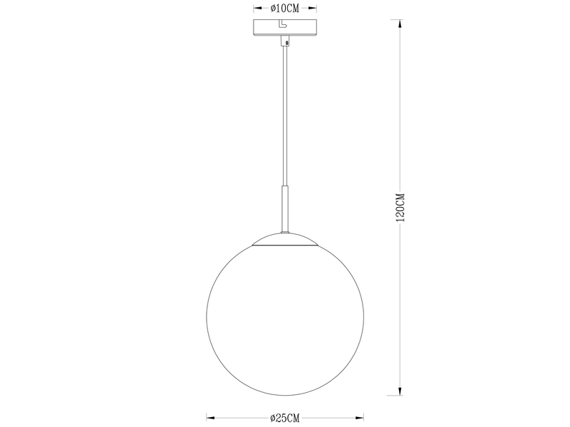 Pendelleuchte VARUS mit Glaskugel aus Rauchglas, Ø 25cm