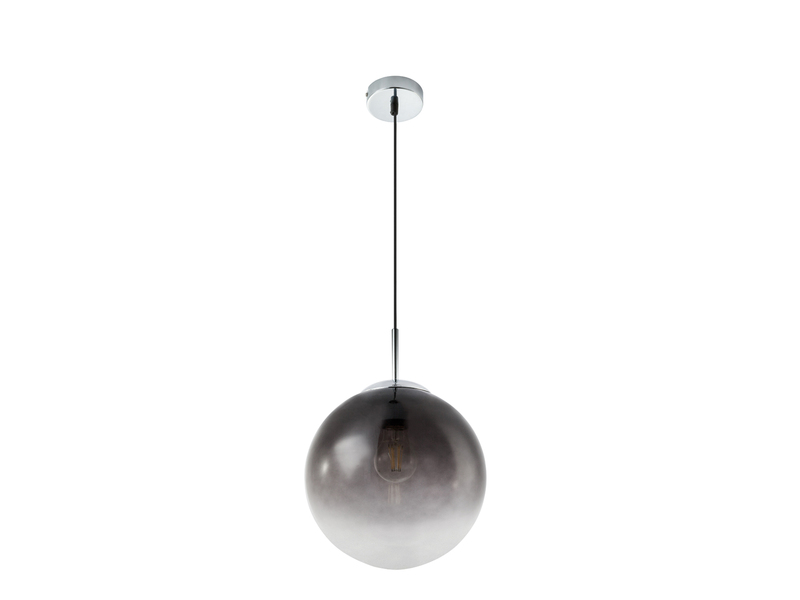 Pendelleuchte VARUS 1-flammig mit Glaskugel aus Rauchglas, Ø 25cm