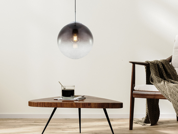 Pendelleuchte VARUS 1-flammig mit Glaskugel aus Rauchglas, Ø 25cm