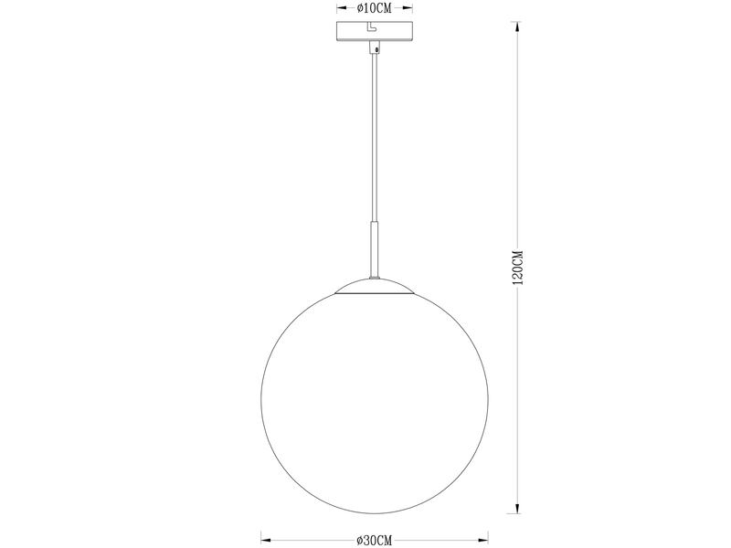 Pendelleuchte VARUS mit Glaskugel aus Rauchglas, Ø 30cm