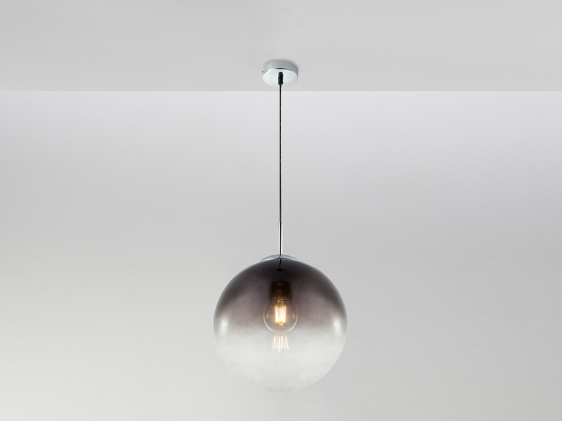 Pendelleuchte VARUS 1-flammig mit Glaskugel aus Rauchglas, Ø 30cm