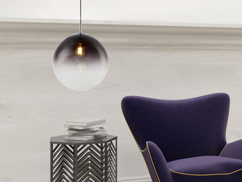 Pendelleuchte VARUS 1-flammig mit Glaskugel aus Rauchglas, Ø 30cm