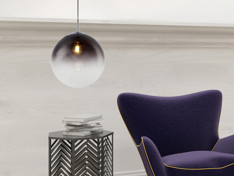 Pendelleuchte VARUS 1-flammig mit Glaskugel aus Rauchglas, Ø 30cm