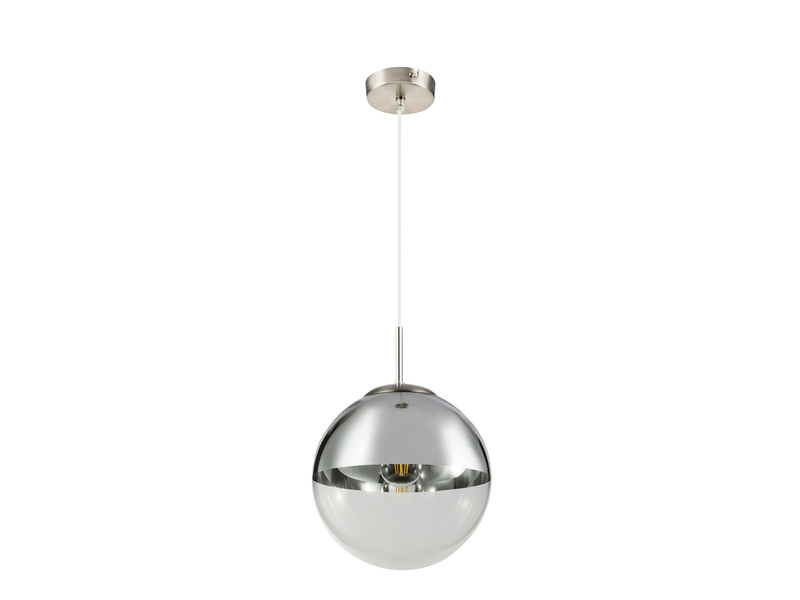 LED Hängelampe mit Glaskugel, Design in Chrom & Klarglas, Ø 25cm