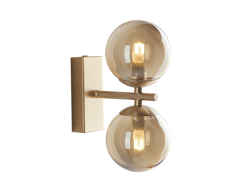Wandleuchte NEPTUN Gold Messing & Glaskugeln, mit Schalter, Höhe 23cm